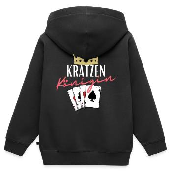 Kratzen Königin - Kinder Premium Organic Zip Hoodie - Schwarz - Hinten - AI Model Kid Male (0cm)