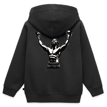 Boxer mit Siegerpose - cooles Boxing Design - Kinder Premium Organic Zip Hoodie - Schwarz - Hinten - AI Model Kid Male (0cm)