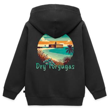 Dry Tortugas Florida Strand Festung - Kinder Premium Organic Zip Hoodie - Schwarz - Hinten - AI Model Kid Male (0cm)