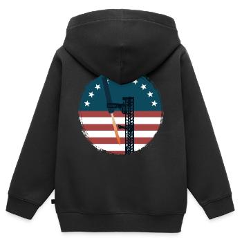 Raumfahrt - Rakete - Greifarme - auffangen - Kinder Premium Organic Zip Hoodie - Schwarz - Hinten - AI Model Kid Male (0cm)