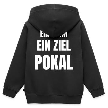 Ein Team, ein Ziel, Pokal. - Kinder Premium Organic Zip Hoodie - Schwarz - Hinten - AI Model Kid Male (0cm)