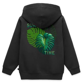 heure d'été - Sweat Premium à capuche zippé enfant bio - noir - Dos - AI Model Kid Male (0cm)