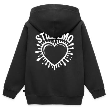 Toujours emo ! Esthétique alternative gothique emo - Sweat Premium à capuche zippé enfant bio - noir - Dos - AI Model Kid Male (0cm)