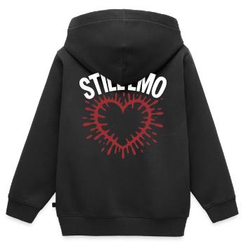 Toujours emo ! Esthétique alternative gothique emo - Sweat Premium à capuche zippé enfant bio - noir - Dos - AI Model Kid Male (0cm)