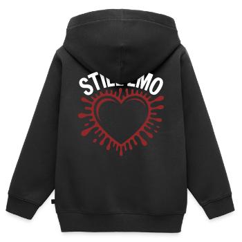 Toujours emo ! Esthétique alternative gothique emo - Sweat Premium à capuche zippé enfant bio - noir - Dos - AI Model Kid Male (0cm)