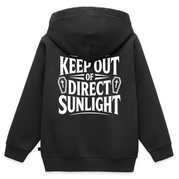 Tenir à l’abri de la lumière directe du soleil ! Vampire Goth Emo - Sweat Premium à capuche zippé enfant bio - noir - Dos - AI Model Kid Male (0cm)