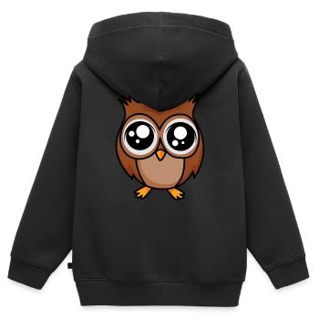 Süße Eule mit GROßEN Augen - Kinder Premium Organic Zip Hoodie - Schwarz - Hinten - AI Model Kid Male (0cm)