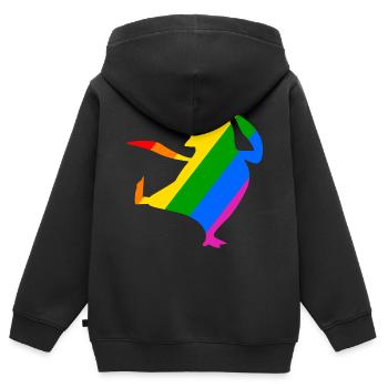 Regenbogen Pinguin macht Karate - Kinder Premium Organic Zip Hoodie - Schwarz - Hinten - AI Model Kid Male (0cm)