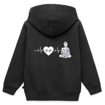 Buddha Yoga Herzschlag Hinduismus Meditation - Kinder Premium Organic Zip Hoodie - Schwarz - Hinten - AI Model Kid Male (0cm)