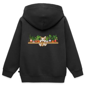 Verspieltes Kätzchen Pflanzenbesitzerin - Kinder Premium Organic Zip Hoodie - Schwarz - Hinten - AI Model Kid Male (0cm)