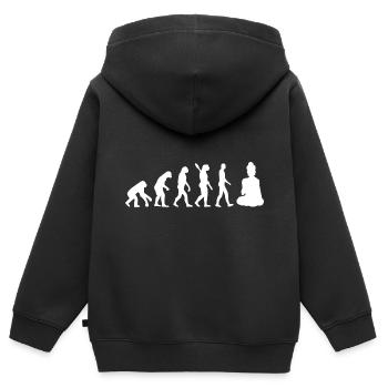 Buddha Yoga Evolution Hinduismus Meditation Spirit - Kinder Premium Organic Zip Hoodie - Schwarz - Hinten - AI Model Kid Male (0cm)