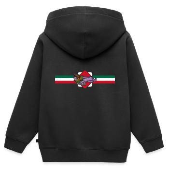 Quetzalcoatl Axolotl Mexique Divinité Aztèque - Sweat Premium à capuche zippé enfant bio - noir - Dos - AI Model Kid Male (0cm)