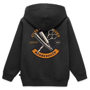 Barber Barbershop Rasieren Bart Barbier - Kinder Premium Organic Zip Hoodie - Schwarz - Hinten - AI Model Kid Male (0cm)