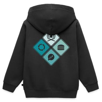 Floorball Floorball Joueurs de Floorball - Sweat Premium à capuche zippé enfant bio - noir - Dos - AI Model Kid Male (0cm)