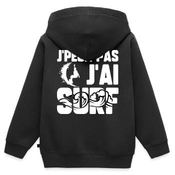 J’peux pas j’ai surf - Sweat Premium à capuche zippé enfant bio - noir - Dos - AI Model Kid Male (0cm)