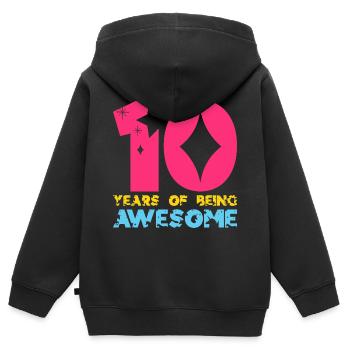 10 ANS D’ÊTRE UNE LICORNE GÉNIALE 10E ANNIVERSAIRE - Sweat Premium à capuche zippé enfant bio - noir - Dos - AI Model Kid Male (0cm)