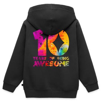 10 ANS D’ÊTRE UNE LICORNE GÉNIALE 10E ANNIVERSAIRE - Sweat Premium à capuche zippé enfant bio - noir - Dos - AI Model Kid Male (0cm)