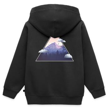 Montagne avec nuages - Sweat Premium à capuche zippé enfant bio - noir - Dos - AI Model Kid Male (0cm)