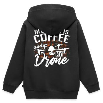 Coffee and drones gift - Kinder Premium Organic Zip Hoodie - Schwarz - Hinten - AI Model Kid Male (0cm)