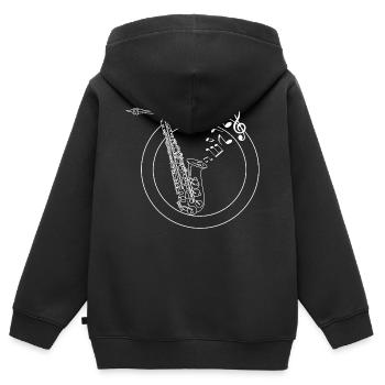 Saxofon - Kinder Premium Organic Zip Hoodie - Schwarz - Hinten - AI Model Kid Male (0cm)