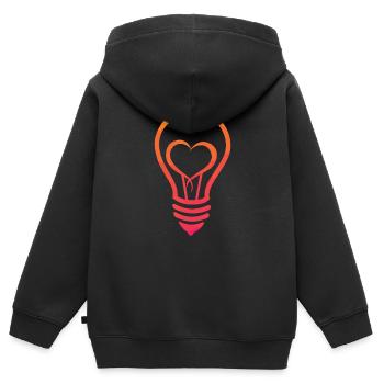 Ampoule à cœur - Sweat Premium à capuche zippé enfant bio - noir - Dos - AI Model Kid Male (0cm)