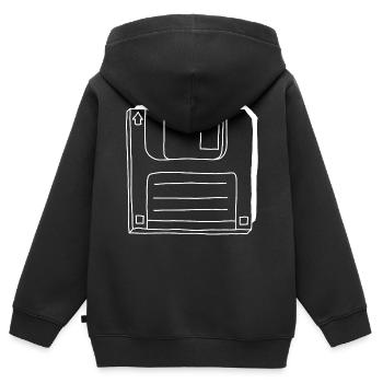 Disquette - Sweat Premium à capuche zippé enfant bio - noir - Dos - AI Model Kid Male (0cm)