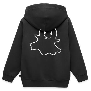 Fantôme - Sweat Premium à capuche zippé enfant bio - noir - Dos - AI Model Kid Male (0cm)
