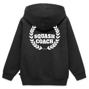 Squash Coach Team Idée cadeau de l’association - Sweat Premium à capuche zippé enfant bio - noir - Dos - AI Model Kid Male (0cm)