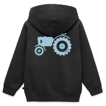 Tracteur Agricole / Mototracteur / Machine Agricol - Sweat Premium à capuche zippé enfant bio - noir - Dos - AI Model Kid Male (0cm)