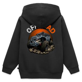 Offroad-Fahrzeug - Kinder Premium Organic Zip Hoodie - Schwarz - Hinten - AI Model Kid Male (0cm)