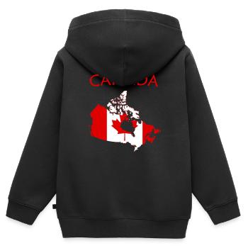 canada de la collection "pays" - Sweat Premium à capuche zippé enfant bio - noir - Dos - AI Model Kid Male (0cm)