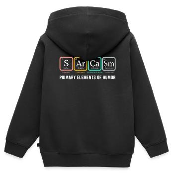 Sarcasm Shirt SArCaSm Principaux éléments de l'humour - Sweat Premium à capuche zippé enfant bio - noir - Dos - AI Model Kid Male (0cm)