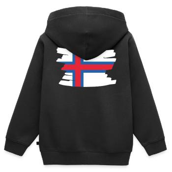 Faroe Islands National Flag - brush horizontal - Kinder Premium Organic Zip Hoodie - Schwarz - Hinten - AI Model Kid Male (0cm)