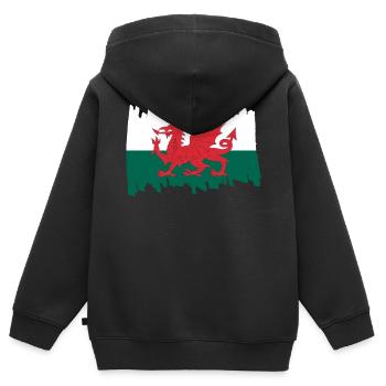 Wales National Flag - brush vertical - Kinder Premium Organic Zip Hoodie - Schwarz - Hinten - AI Model Kid Male (0cm)