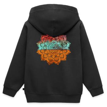 Mandala - Sweat Premium à capuche zippé enfant bio - noir - Dos - AI Model Kid Male (0cm)