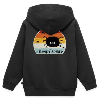 Je pense que je Spider Retro - Sweat Premium à capuche zippé enfant bio - noir - Dos - AI Model Kid Male (0cm)