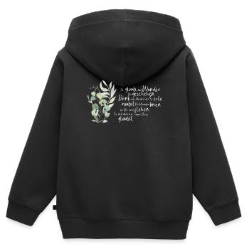 Glaub dass Wunder Dir geschehen - Gedicht Rilke - Kinder Premium Organic Zip Hoodie - Schwarz - Hinten - AI Model Kid Male (0cm)