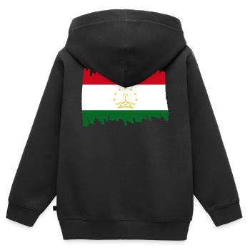 Tajikistan National Flag - brush vertical - Kinder Premium Organic Zip Hoodie - Schwarz - Hinten - AI Model Kid Male (0cm)