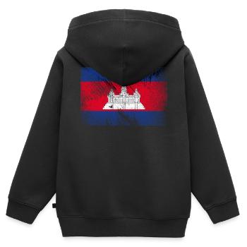 Cambodia Flag - Vintage Grunge - Kids Premium Organic Zip-up Hoodie - black - Back - AI Model Kid Male (0cm)