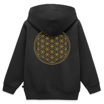 Blume des Lebens in gold - Kinder Premium Organic Zip Hoodie - Schwarz - Hinten - AI Model Kid Male (0cm)