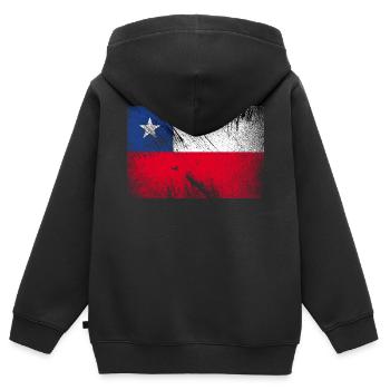 Chile Flagge - Vintage Grunge - Kinder Premium Organic Zip Hoodie - Schwarz - Hinten - AI Model Kid Male (0cm)