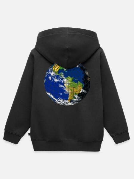 Weltkugel - Kinder Premium Organic Zip Hoodie - Schwarz