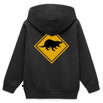 Tasmanischer Teufel Strassenschild Australien - Kinder Premium Organic Zip Hoodie - Schwarz - Hinten - AI Model Kid Male (0cm)