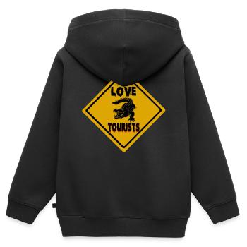 I Love Tourists Strassenschild - Kinder Premium Organic Zip Hoodie - Schwarz - Hinten - AI Model Kid Male (0cm)