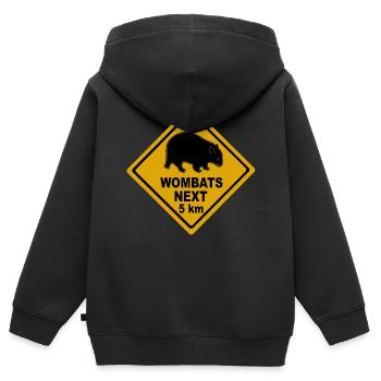 Wombats à 5 km de la plaque de rue - Sweat Premium à capuche zippé enfant bio - noir - Dos - AI Model Kid Male (0cm)