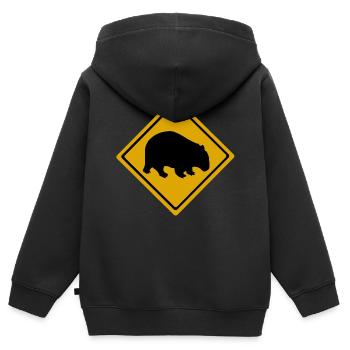 Panneau de signalisation de Wombat Australie - Sweat Premium à capuche zippé enfant bio - noir - Dos - AI Model Kid Male (0cm)