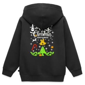 Joyeux Noël, Joyeux Noël, Joyeux Noël - Sweat Premium à capuche zippé enfant bio - noir - Dos - AI Model Kid Male (0cm)