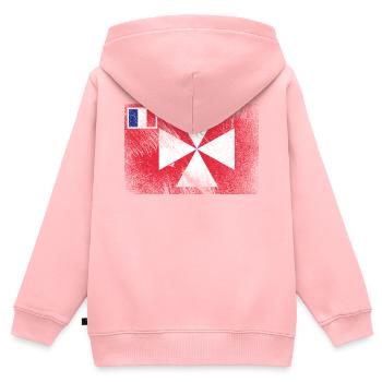 Wallis Futuna Flag Vintage Grunge - Kids Premium Organic Zip-up Hoodie - rose - Back - AI Model Kid Female (0cm)