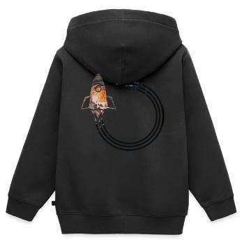 Rakete - Kinder Premium Organic Zip Hoodie - Schwarz - Hinten - AI Model Kid Male (0cm)