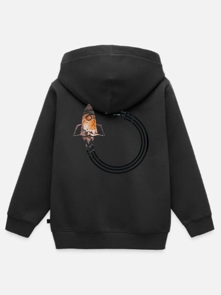 Rakete - Kinder Premium Organic Zip Hoodie - Schwarz